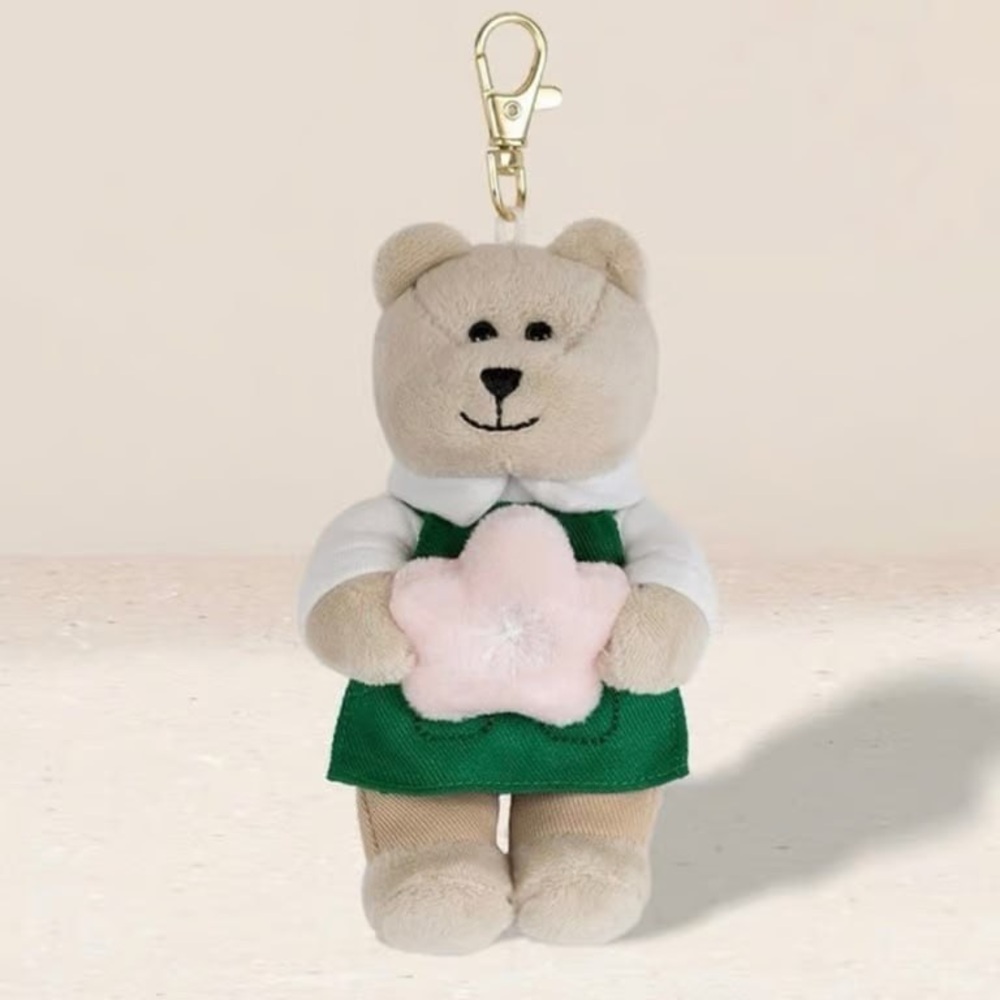 Plush Bear Keychain with Pink Star - Kids Accessories